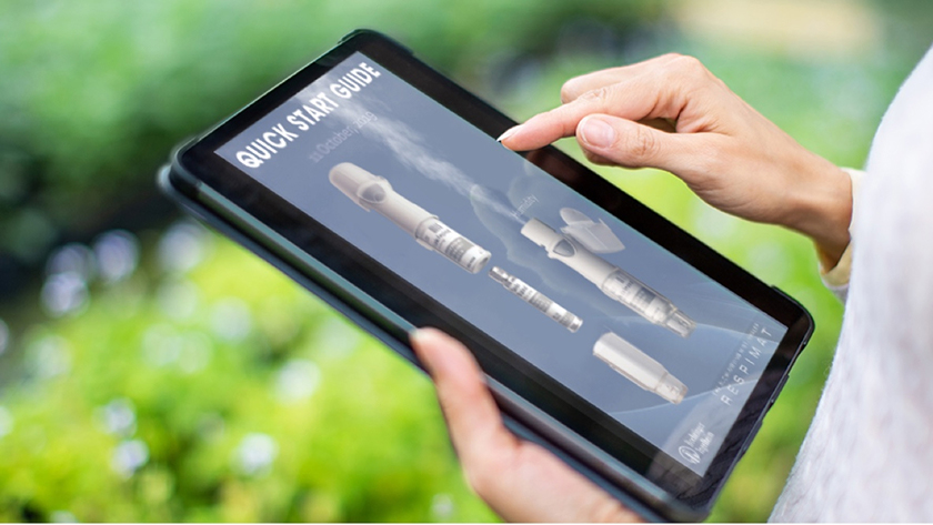 Quick start guide on a tablet device.