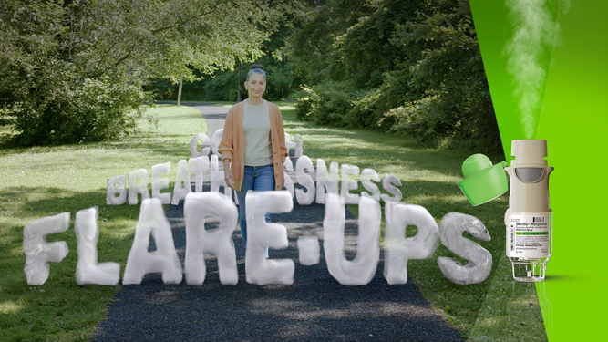 Stiolto Respimat Inhalation Spray and Woman walking