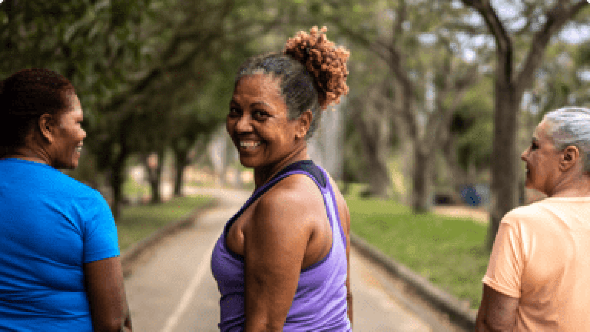 3 seniors walking together