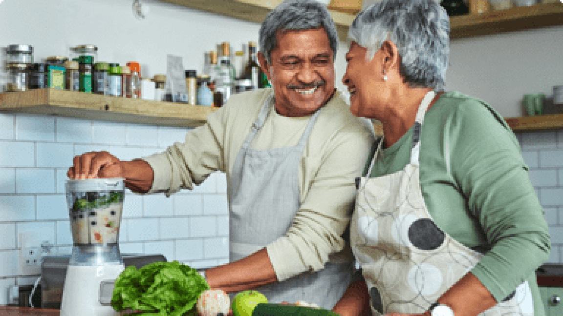 couple cooking together