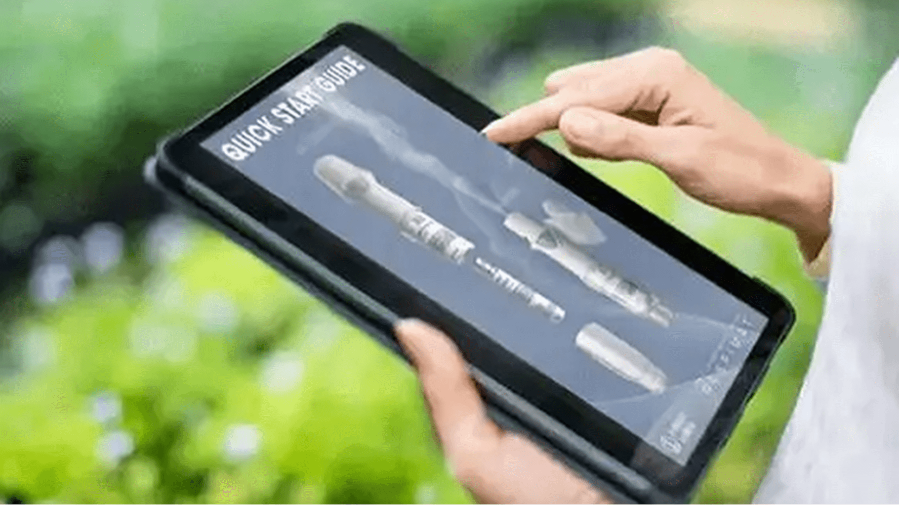 Quick start guide on a tablet device.