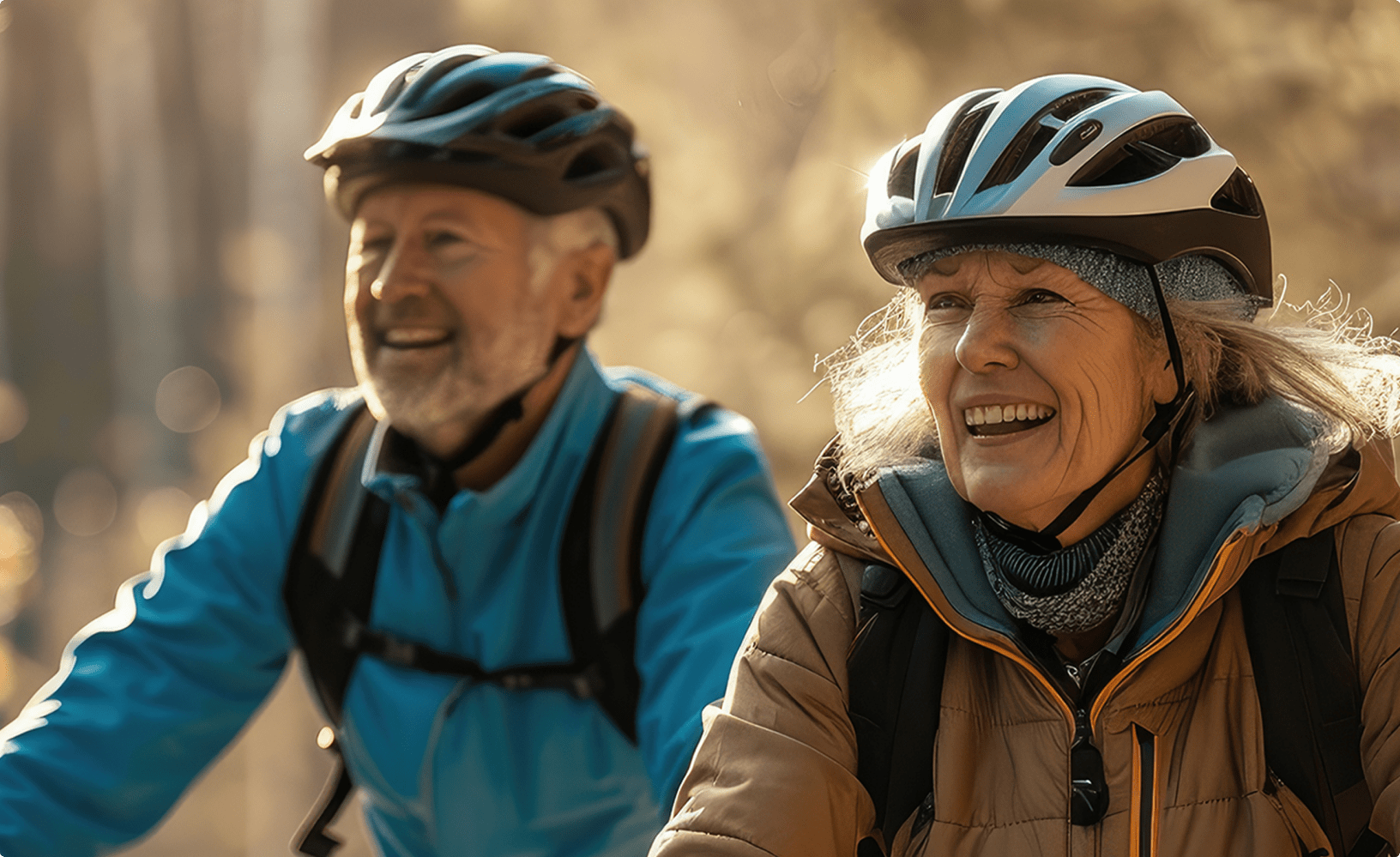 Senior couple riding bicycles